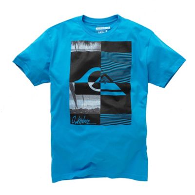 Bright blue large front print t-shirt