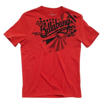 Red shoulder sunrise print t-shirt