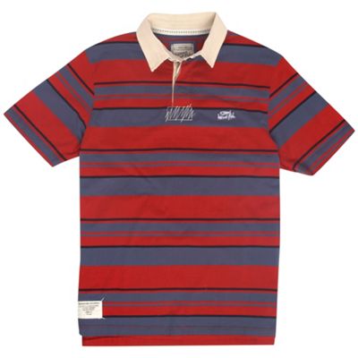 Red varied stripe rugby shirt