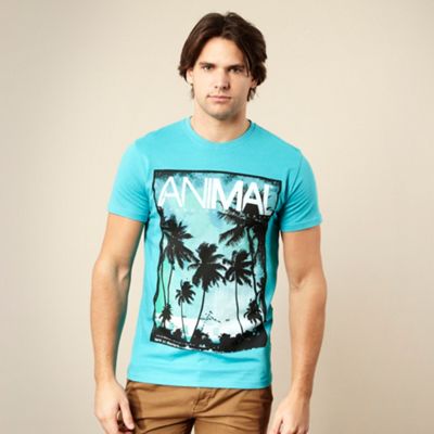 Animal Turquoise palm tree photo print t-shirt