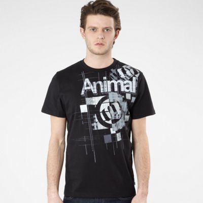 Animal Black shoulder logo print t-shirt