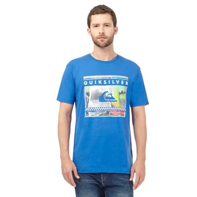 Blue linear logo print t-shirt