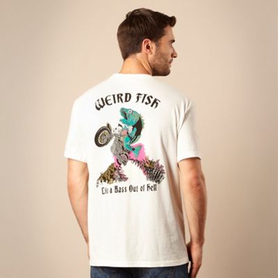 Weird Fish Cream printed scoop neck t-shirt