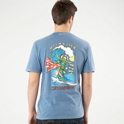 Weird Fish Blue double motif t-shirt