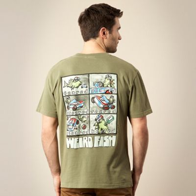 Weird Fish Khaki seven motif t-shirt