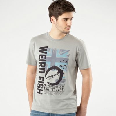 Weird Fish Grey logo flag t-shirt