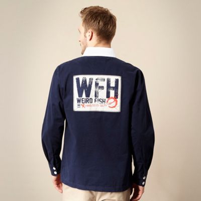 Weird Fish Navy plain logo rugby shirt