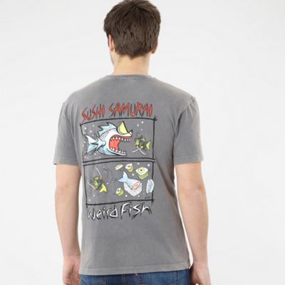 Weird Fish Grey Sushi Samurai print t-shirt
