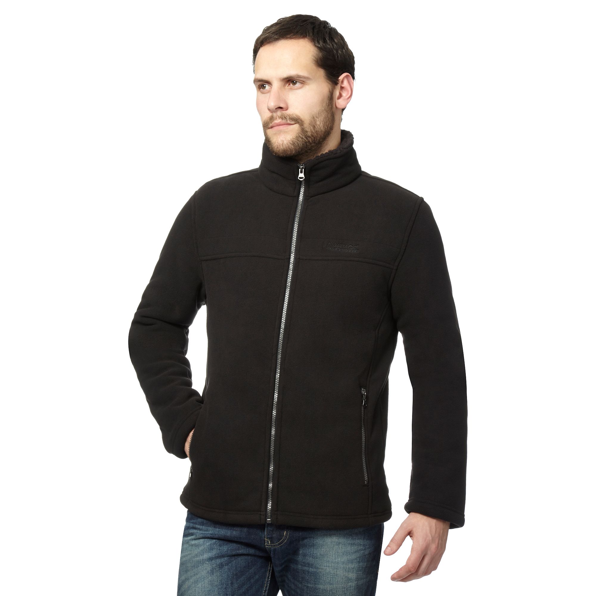 Regatta Mens Big And Tall Black Sherpa Lined Fleece Jacket From