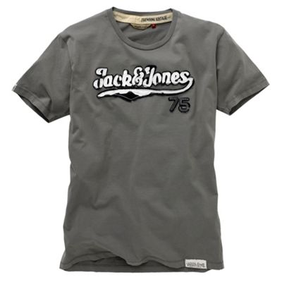 Jack and Jones Grey logo front t-shirt