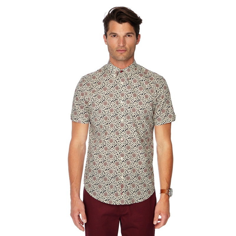 Ben Sherman - Light Cream Floral Print Button Down Collar Short Sleeve Regular Fit Shirt Review