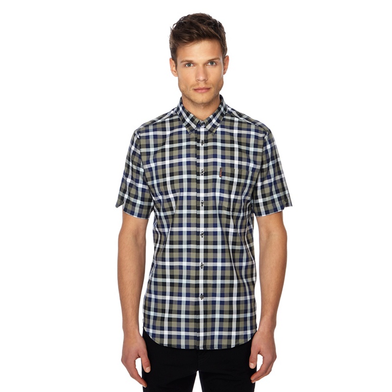 Ben Sherman - Khaki Checked Button Down Collar Short Sleeve Regular Fit Shirt Review