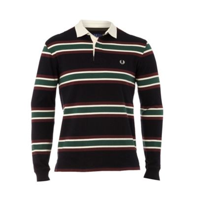 Fred Perry Navy multi stripe rugby shirt