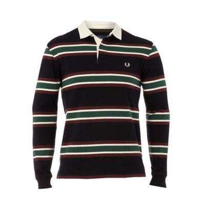 Navy multi stripe rugby shirt