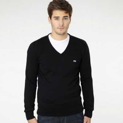 Black Knitted V-neck Jumper
