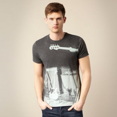 Ben Sherman Near black guitar motif t-shirt