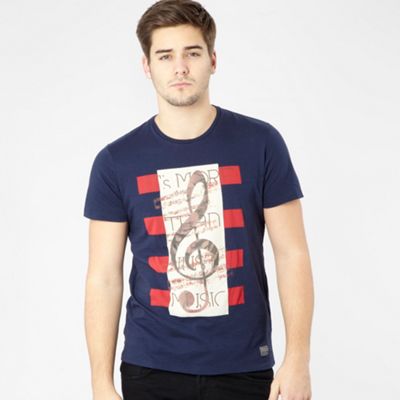 Navy treble clef print t-shirt