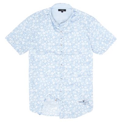 Light blue short sleeved floral shirt