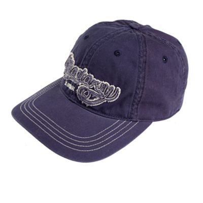 Navy distressed logo baseball cap