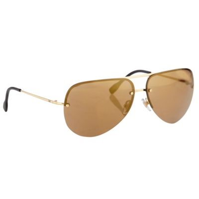 Gold rimless aviator sunglasses