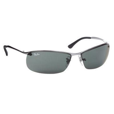 Green curved rectangular sunglasses