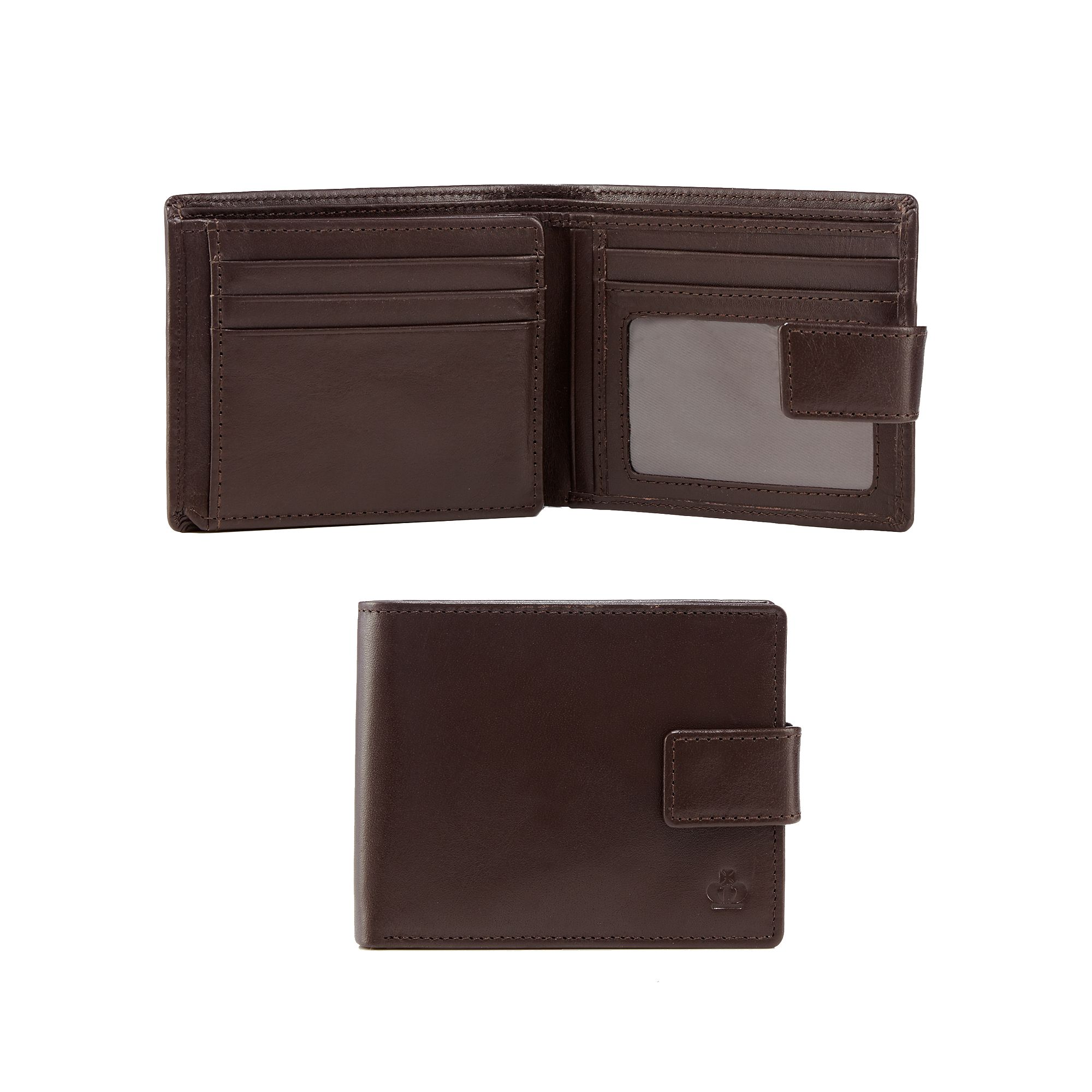 Jeff Banks Mens Brown Leather Debossed Logo Wallet With A Coin Tray One