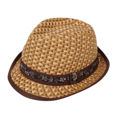 Brown weave trilby hat                                                                                                          