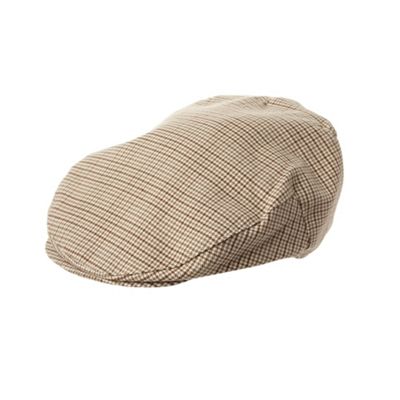 Brown fine dog tooth flat cap                                                                                                   