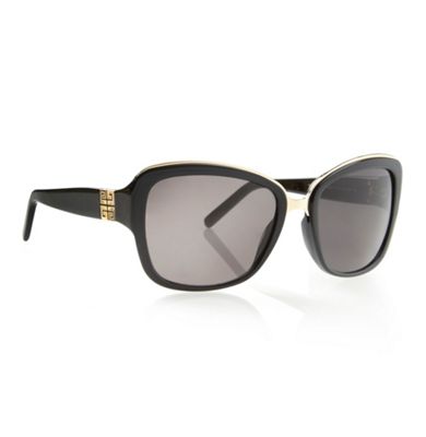 Black Gold Brow D-Frame Sunglasses                                                                                              