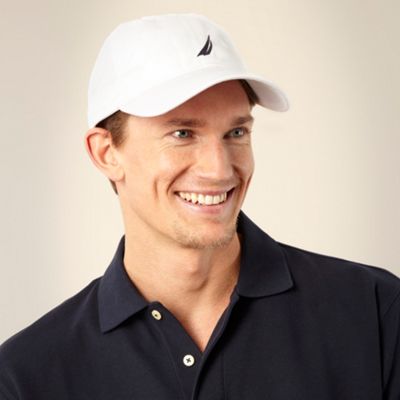 Nautica White embroidered logo baseball cap