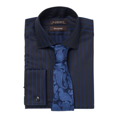 striped tie with a striped shirt. Its bold striped shirt
