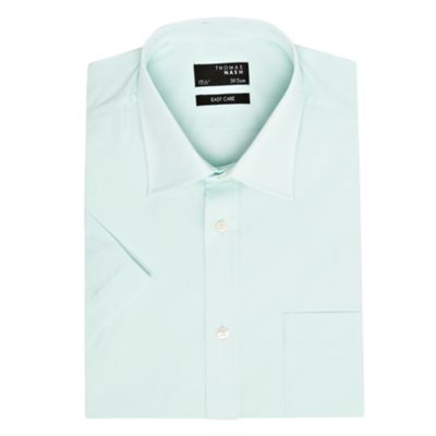 Light green plain poplin short sleeved shirt