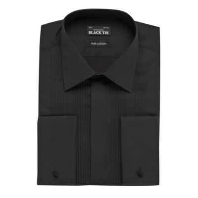 Black pintuck front dress shirt