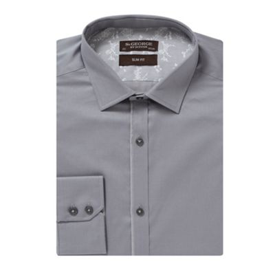 Grey slim fit twill shirt                                                                                                       
