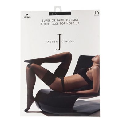 Near black superior ladder resist sheen lace top hold up                                                                        
