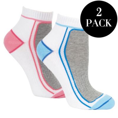 Pack of 2 pink and blue cotton rich trainer socks