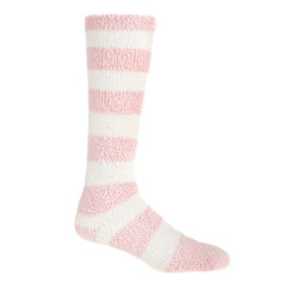 Pink glitter striped knee high slipper socks