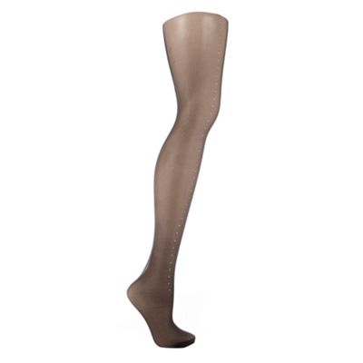 Black diamante back seam tights