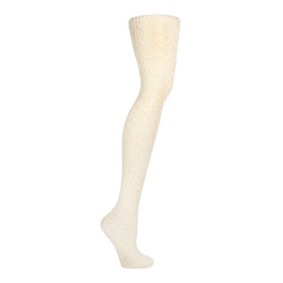 Dark cream crochet heart tights