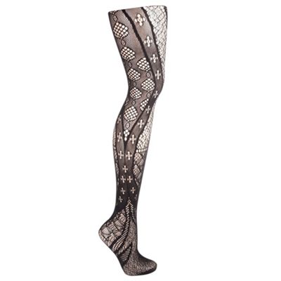 Black panel lace tights