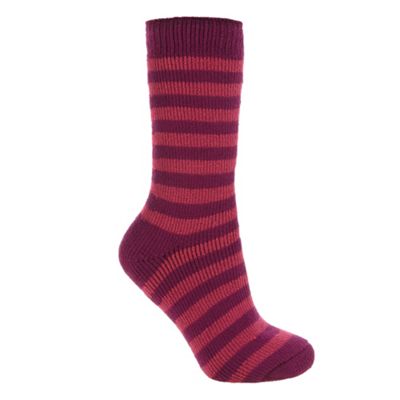 Dark pink stripe thermal socks