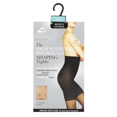 Light cream 15 denier high waisted hourglass shaping tights                                                                     