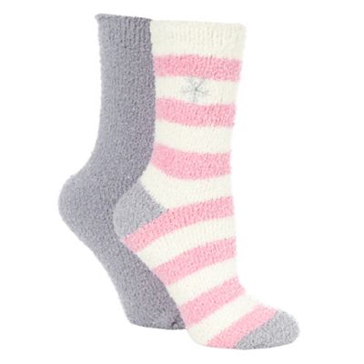 2 pack grey fleece slipper socks