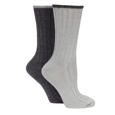 Pack of two grey and dark grey thermal socks                                                                                    