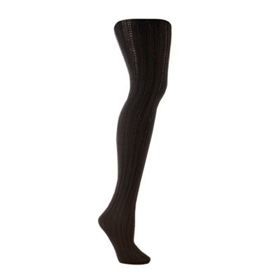 Black thick cable knit tights