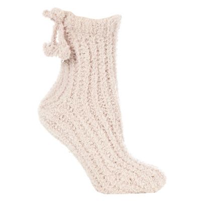 Designer pale pink chenille ankle socks