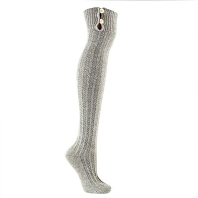 Grey wool blend knee high socks