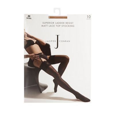 Designer natural 10 Denier ladder resist stockings                                                                              