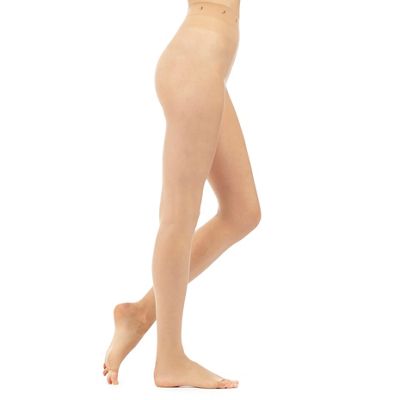 Designer natural sheer 7 denier open toe tights