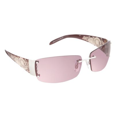 rimless sunglasses for women. Brown patterned rimless
